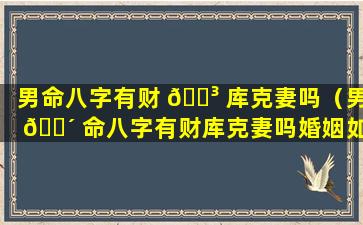 男命八字有财 🌳 库克妻吗（男 🐴 命八字有财库克妻吗婚姻如何）